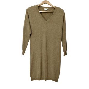 Hennes by H&M Women's M Wool Blend V-Neck Pullover Sweater Dress Old Money‎